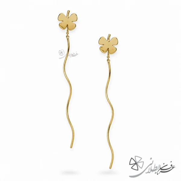 گوشواره کرلی مدل شبدر چهارپر | طلا بطلانی